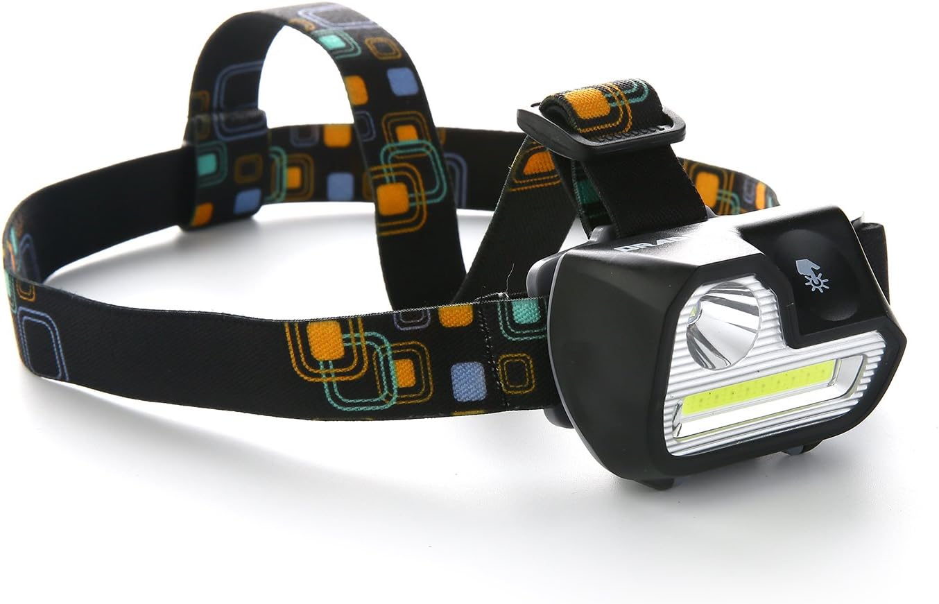 Decaker Headlamp LED, 5 Modes Headlight,Touch Sensitive Switch,New COB LED Technology Battery Powered Helmet Light for Camping, Running, Hiking and Reading