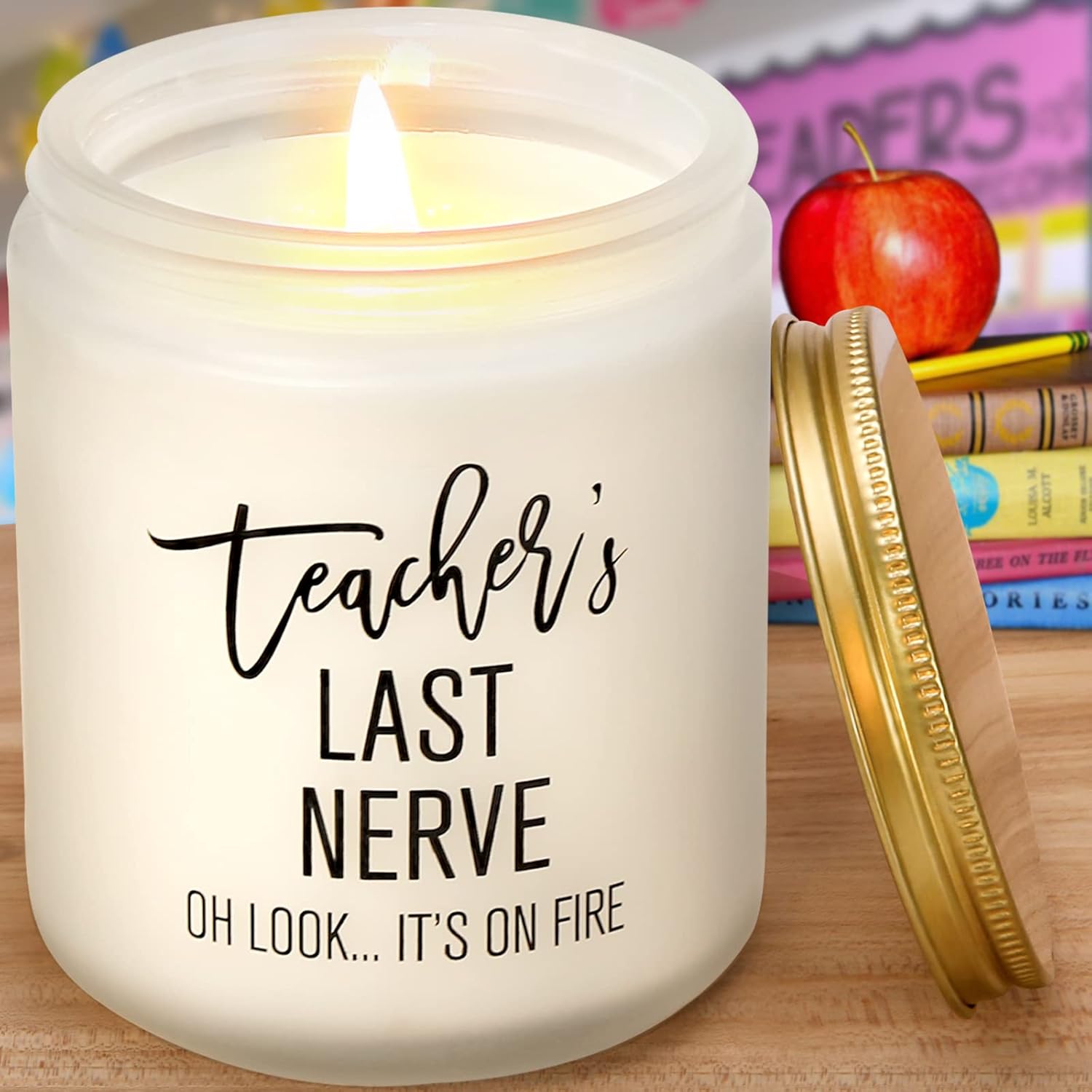 Candles & Holders - Teacher Gifts - Teacher’s Last Nerve Candle - Unique Christmas Gifts for Women Her Adults - Personalized Graduation Thank You Student Gifts Bulk for Retired Teachers Thanksgiving Appreciation Week