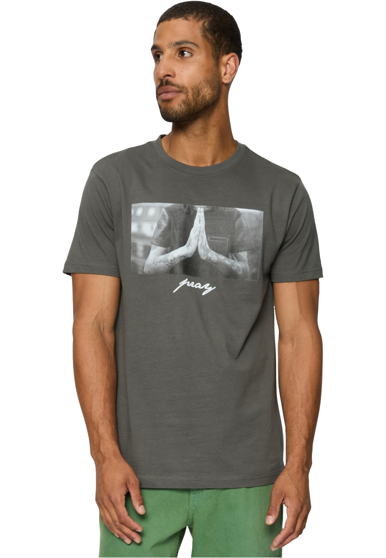 Mister Tee Men's Pray Tee T-Shirt, Darkshadow, — image 1