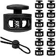 Giantree 12 Pack Spring Cord Lock, Double Hole Drawstring Stopper Fastener, Black Plastic Spring Cord Locks, for Drawstring Sweatpants Hat Hoodie String Clip Elastic Shoelace Lock Swim Goggles (12)