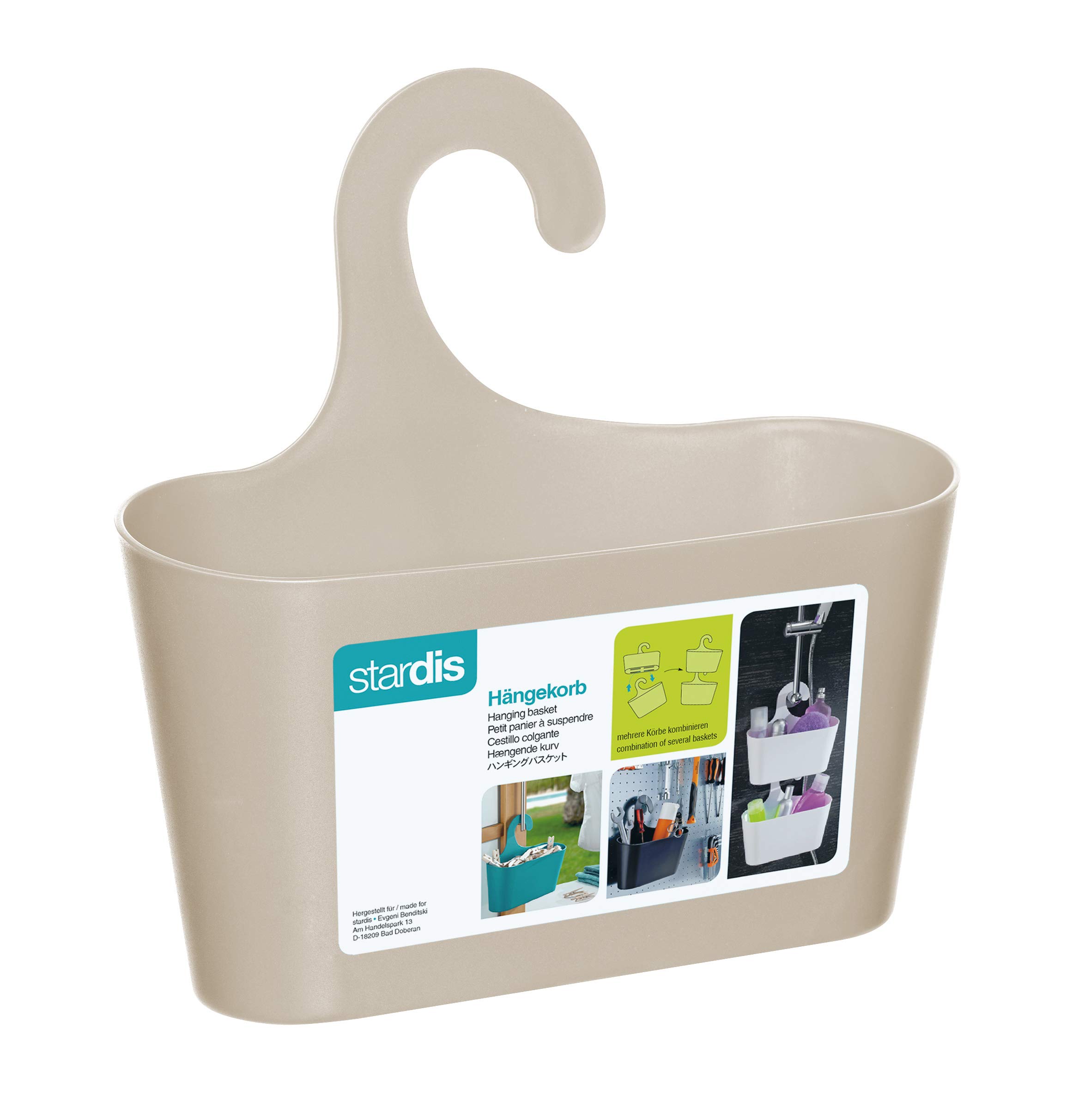 Stardis Shower Basket Beige with Hooks for Hanging Shower Shelf Bathroom Utensilo Hanging Shelf, Beige