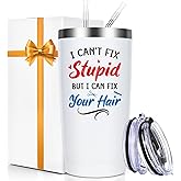 Qtencas Hairdresser Gifts for Women, Hair Stylist Gifts, I Can Fix Your Hair 20 Oz Insulated Tumbler, Gift for Hairdressers Female, Christmas Birthday Graduation Gift for Hairdresser, White