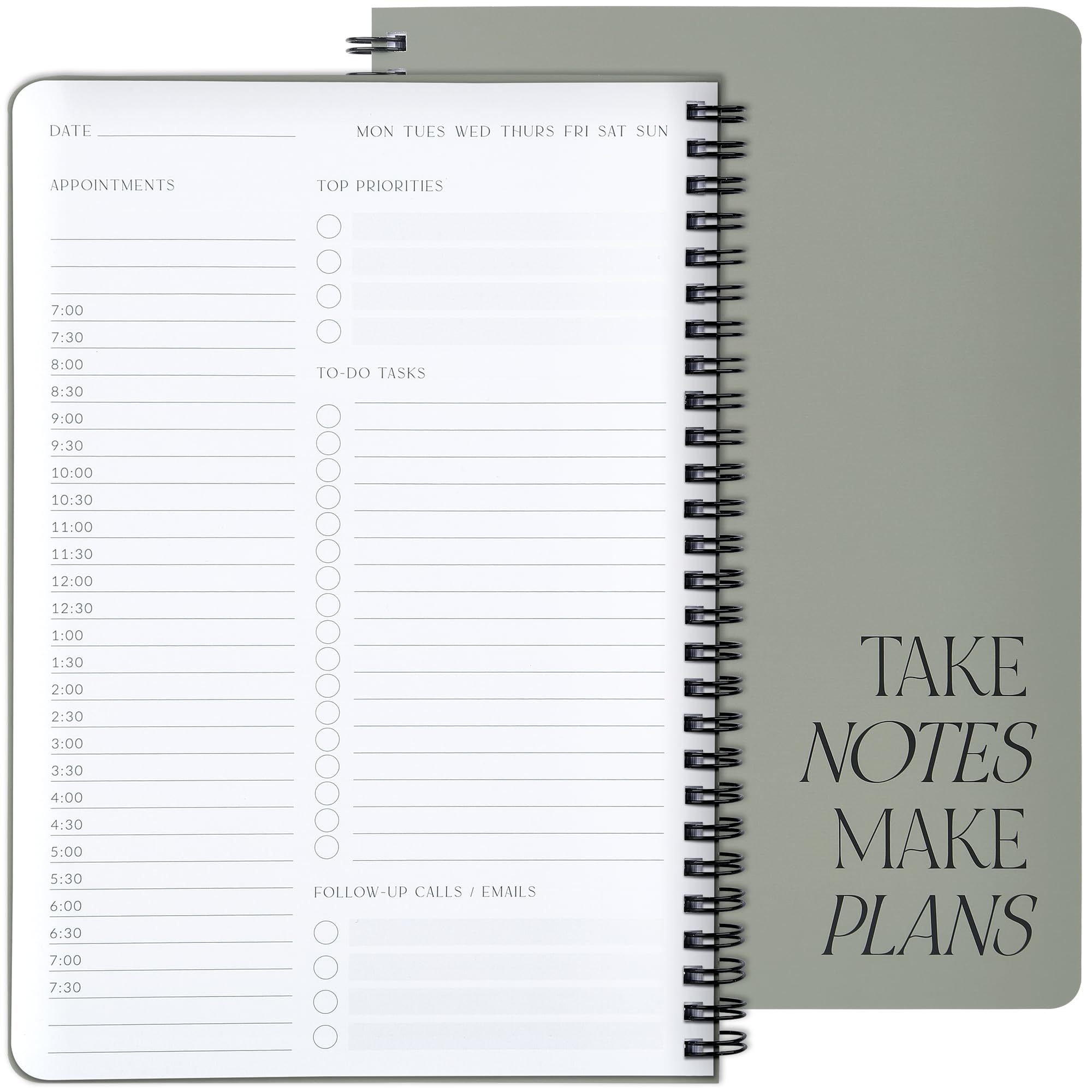 Photo 1 of Beautiful Daily Planner And Notebook With Hourly Schedule - Aesthetic Spiral To do List Notepad to Easily Organize Your Work Tasks And Appointments - The Perfect Office Supplies For Women