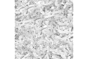 CERPOURT Crinkle Cut Paper Shred Filler,1 LB White Shredded Paper for Gift Boxes Bags Basket Filler Decoration,Grass Cushion Paper Streamer Stuffing for Christmas,Thanksgiving,Mother's Day Gift Wrapping