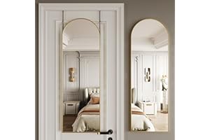 Protylctaster Door Mirror Full Length,Over The Door Full Length Mirror,Hanging Mirrors for Doors,48"x14"Gold Arched Mirrors, Aluminum Alloy Frame(Gold)