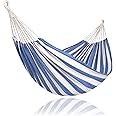SUNCREAT Large Hammocks for Outside, Long Replacement Hammock Two Person for Stand, Blue White Stripes