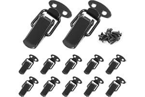 Jiozermi 12 Pack Spring Toggle Buckle Latch, 1.8'' Length, 304 Stainless Steel Spring Loaded Toggle Catch for Wooden Case Toolboxes, Black