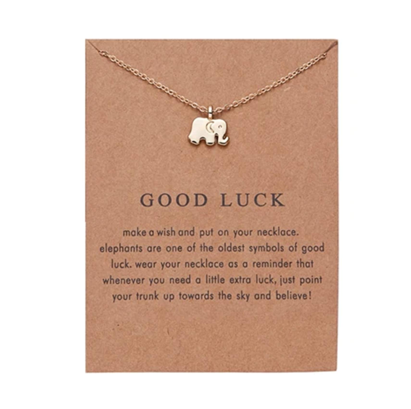 Elephant Necklace, Good Luck Friendship pendant and chain, gold tone