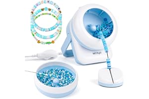 ISTOYO 2IN1 Adjustable Electric Clay and Seed Bead Spinner - Dual-Purpose Jewelry Making Tool with Big Eye Beading Needle - Ideal for Bracelets and Necklaces - Vibrant Blue