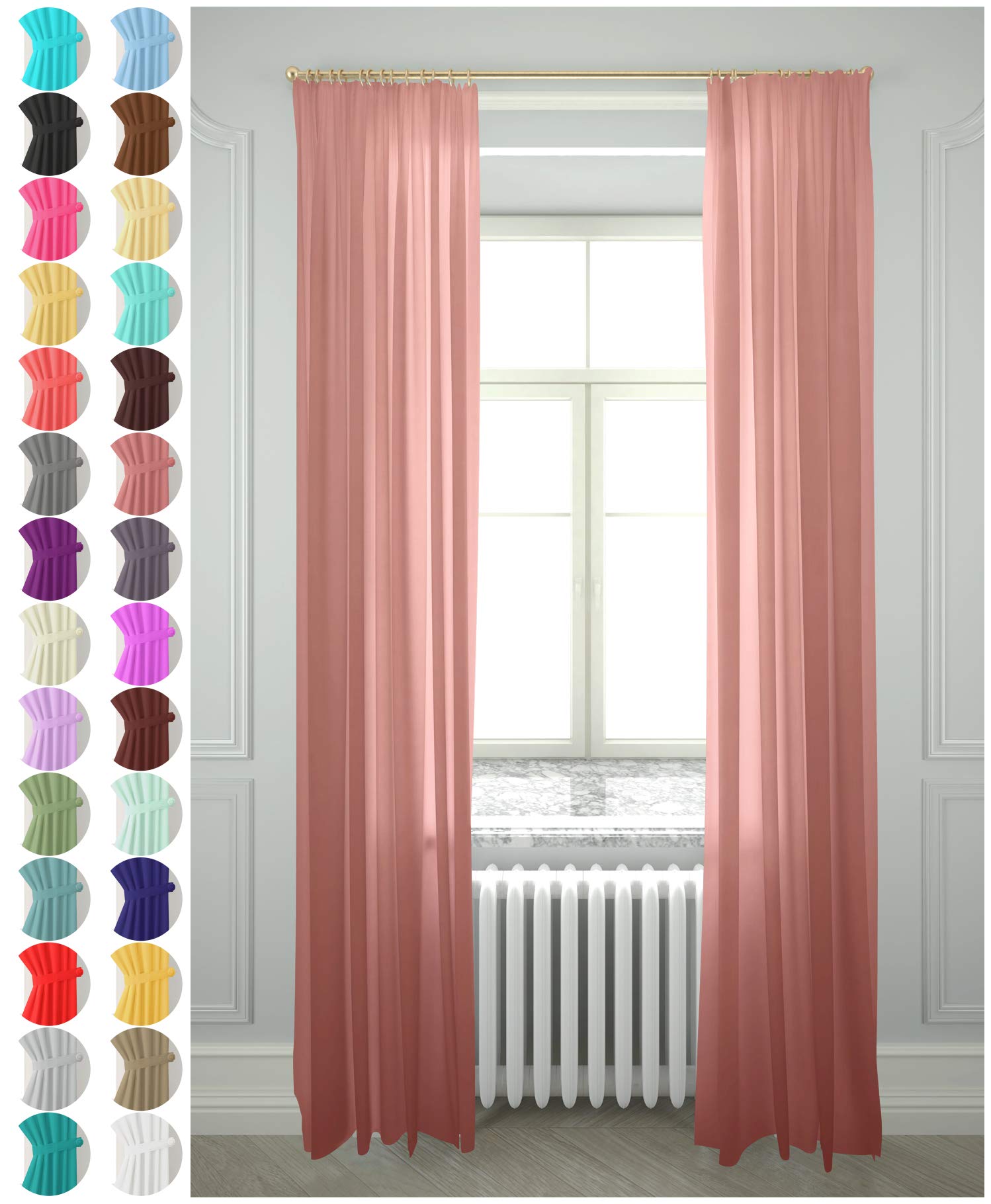 Megachest gathering tape voile curtain(dusty rose, W 56" x L 90" (2 Panels)