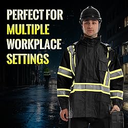 SKSAFETY Hi Vis Reflective Work Rain Jacket for Men