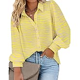 IN'VOLAND Womens Plus Size Button Down Shirts Print Long Sleeve Blouses Boho Floral Shirts Hawaiian Shirts Work Office Tops