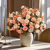Artificial Rose Flowers for Outdoor 4 Bundles Rose Bouquet with Daisy Faux Flowers UV Resistant for Home Indoor Outside Garden Porch Window Box Balcony Yard Porch Fall Decor (Orange)