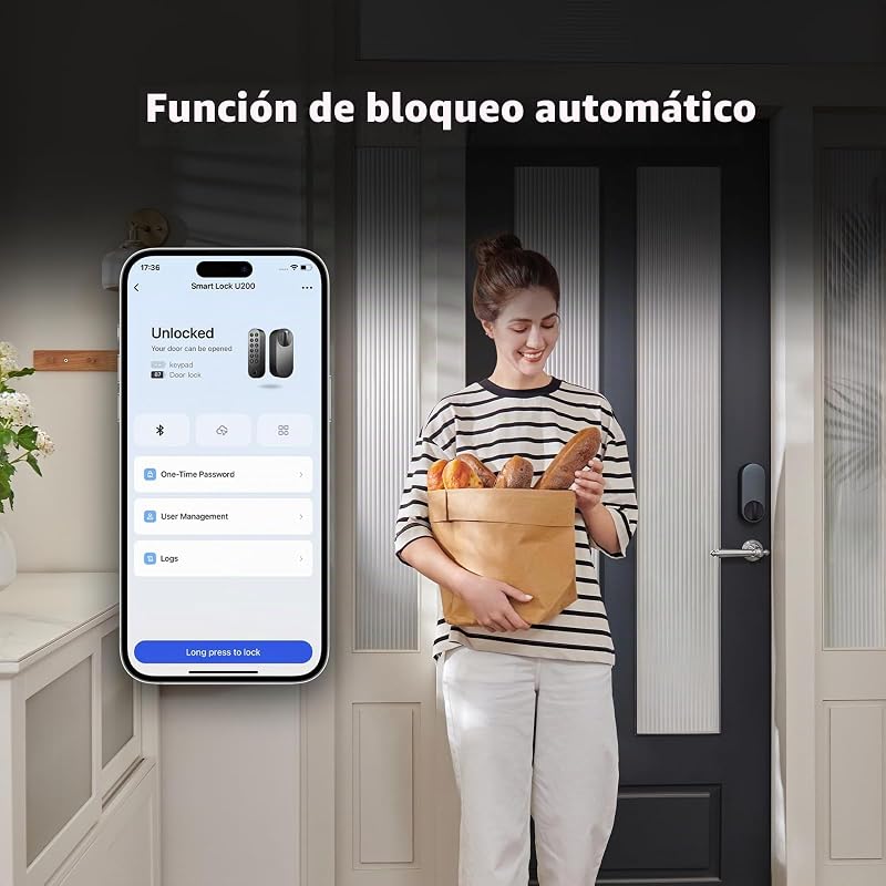 Cerradura Inteligente U200 con Lector de Huella Digital, Negro