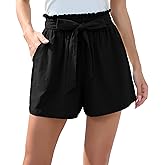 HIYIYEZI Women Casual Shorts Bowknot Tie Waist Summer Shorts with Pockets