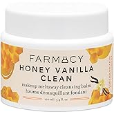Farmacy Makeup Remover Cleansing Balm - Honey Vanilla Waterproof Makeup Remover Balm + Oil Cleanser for Face - Gently Melts Make Up + SPF - Hydrates + Softens Skin with Honey + Papaya (100ml)