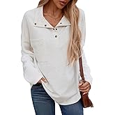 SHEWIN Fall Womens Oversized Sweatshirt Button Up Comfy Pullover Sweatshirt