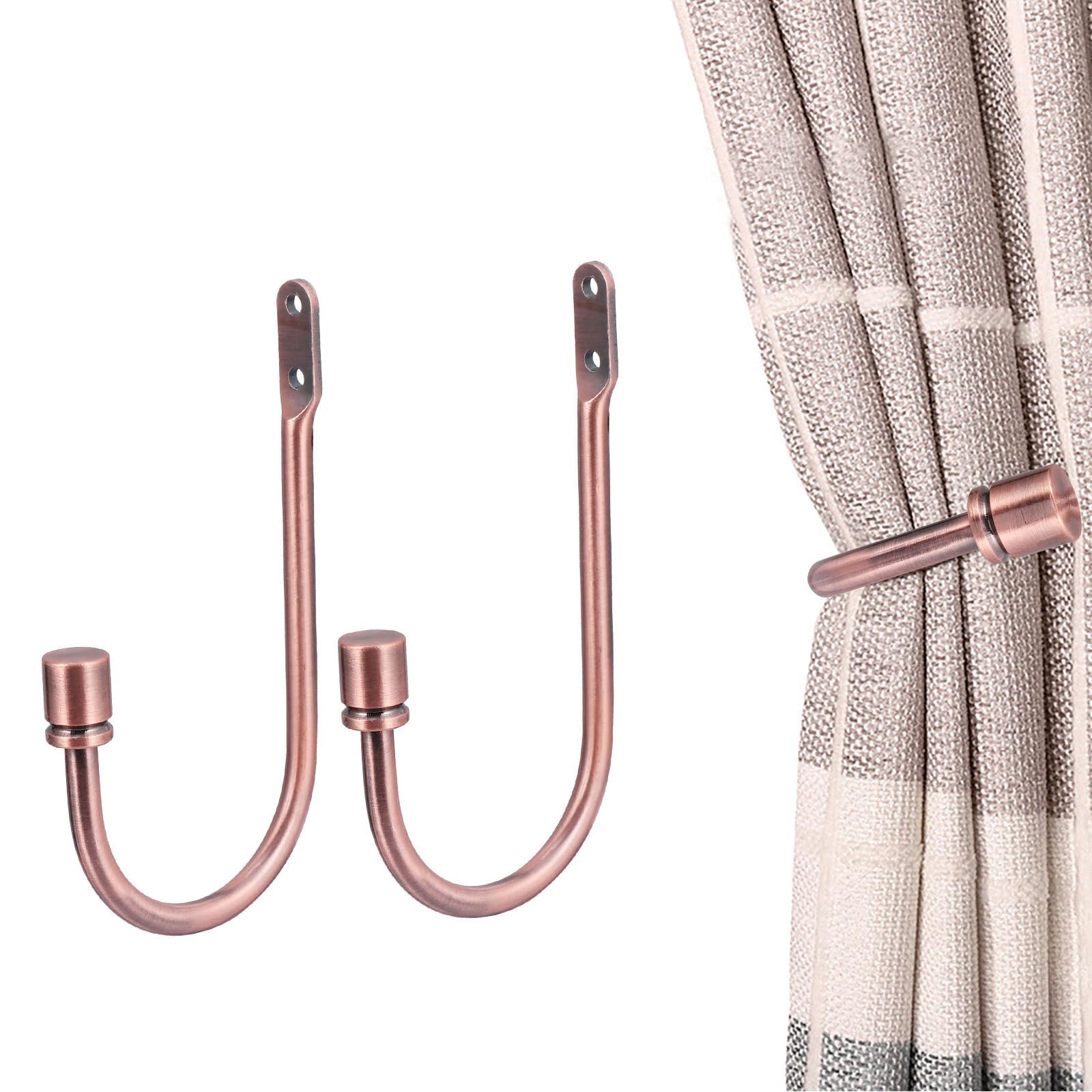 IMIKEYA Curtain Drapery Holdback Decorative Wall Mounted Drapery Hooks Vintage Curtain Tiebacks Heavy Duty Metal Window Treatment Holdbacks Curtain Accessories Red