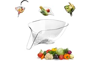 YOSTYLE Multi-functional Drain Basket, Drainage Basket Funnel, Fruit Cleaning Bowl with Strainer Container, Multifunctional Vegetable and Fruit Washing Drain Basket (Clear)