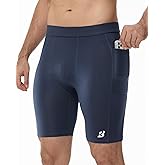 Roadbox Workout Compression Shorts for Men - 8" Running Spandex Shorts with Pockets Gym Sport Athletic Performance Underwear