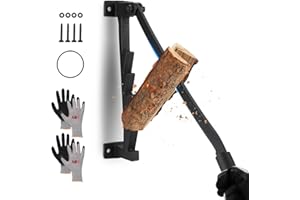ABX Kindling Splitter, Wall Mounted Log Splitter - Heavy Duty Manual Firewood Splitter Made of Carbon Steel, Includes Storage Loop, 2 Pairs Gloves & Screw Accessories for Indoor Outdoor Use