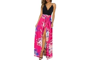 Newshows Women's 2024 Summer Maxi Dress Spaghetti Strap Spring Casual Boho V Neck Split Beach Long Flowy Dresses Trendy