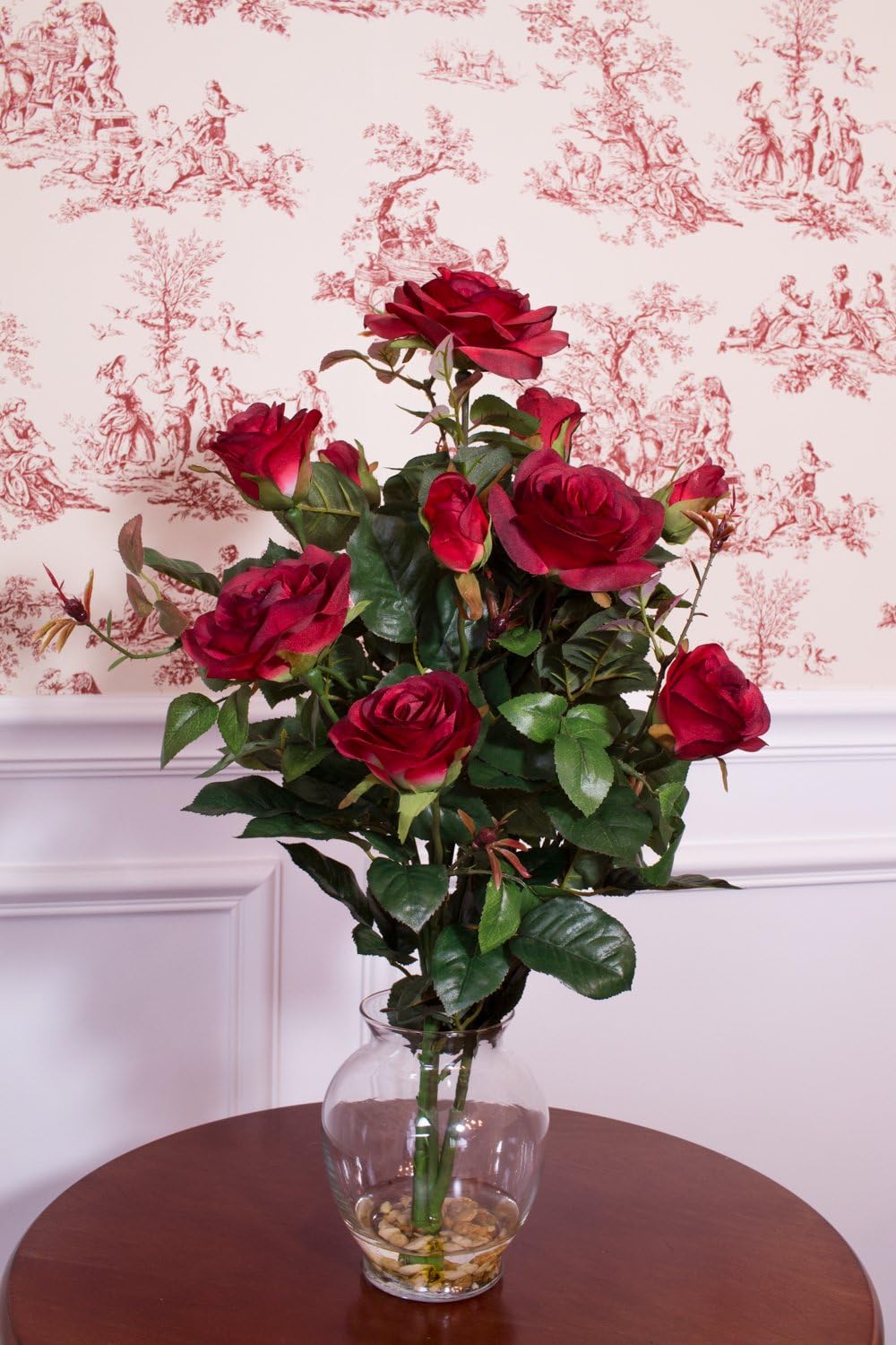 Nearly Natural 1281 Rd Rose Bush With Vase Silk Flower Arrangement Red Amazon Ca Home Kitchen