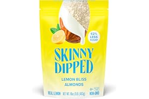 SkinnyDipped Lemon Bliss Almonds, Healthy Snack, Plant Protein, Gluten Free, 1lb Bulk Bag