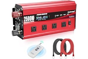 Cantonape 2500W Power Inverter 24V to 110V DC to AC with LCD Display, Remote Controller 4 x AC Outlets and 4 x 3.1A USB Car Adapter for Car Truck Boat RV Solar System