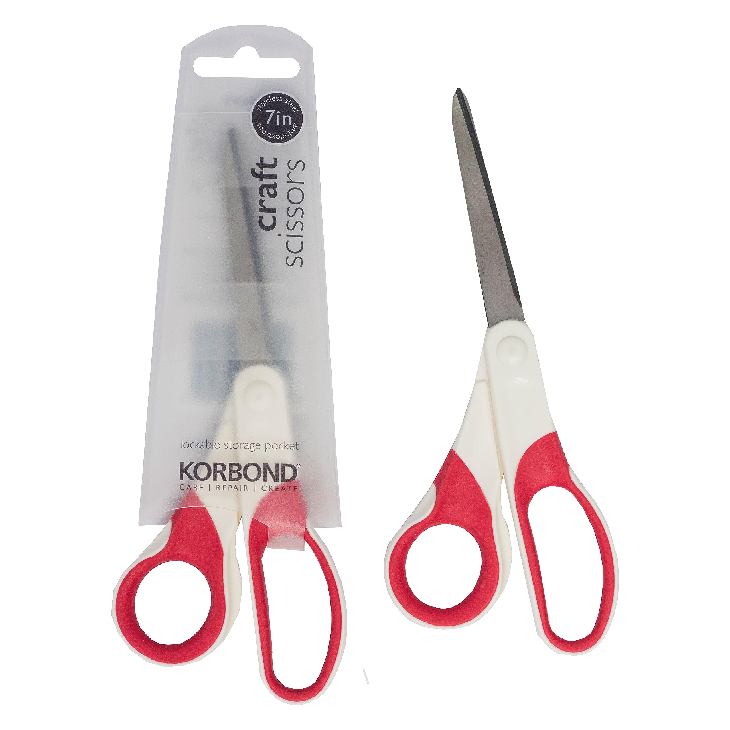 Korbond 110358 Craft 7 Inch – Soft Grip Professional, Household, Fabric, Paper Scissors. Ambidextrous – for Right & Left Handed , Silver