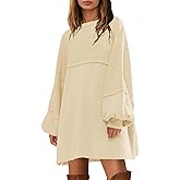 Yanekop Womens Sweatshirt Dress Long Sleeve Crewneck Sweatshirts Oversized Fall Tunic Pullover Tops Side Slit 2025