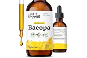 Wild & Organic Bacopa Tincture - Supports Calm, Focus, Clarity - Bacopa Monnieri Supplement Liquid - Alcohol-Free Drops with Brahmi Extract - Vegan, Sugar-Free - 2-Month Supply - 2 fl oz