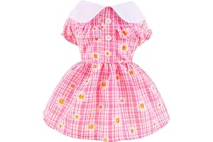 BAEJMJK Dog Dress for Small Dogs Daisy Floral Girl Puppy Dress Breathable Cute Princess Doggie Dresses Spring Summer Pet Cat Rabbit Clothes（Red,Large）
