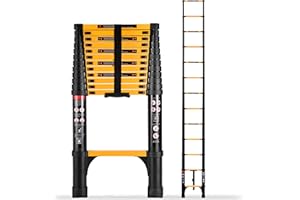 SINMEIRUN 16.5FT Telescoping Ladder, Aluminum Extension Folding Ladder Meets EN131 Standard, Multi-Purpose Compact Telescopic Ladder for Household or Outdoor Work, 330lbs Max Capacity