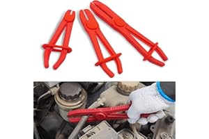 fasebeek 3 PCS Car Plastic Oil Pipe Cut-off Pliers, 3 SPEC of Brake Hose Radiator Hose Fuel Pipe Sealing Forceps, Non-slip Easy-grip Handle Flexible Hose Clamp, Universal for Car Repair Tool (Red)