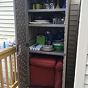 Amazon Com Suncast Base Storage Cabinet Resin Construction For Garage Storage 72 Garage Organizer With Shelving And Holds Up To 75lbs Platinum Doors Slate Top Home Kitchen