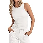 PRETTYGARDEN Womens Summer High Neck Ribbed Tank Tops Casual Basic Sleeveless Slim Fitted Racerback Workout T Shirts