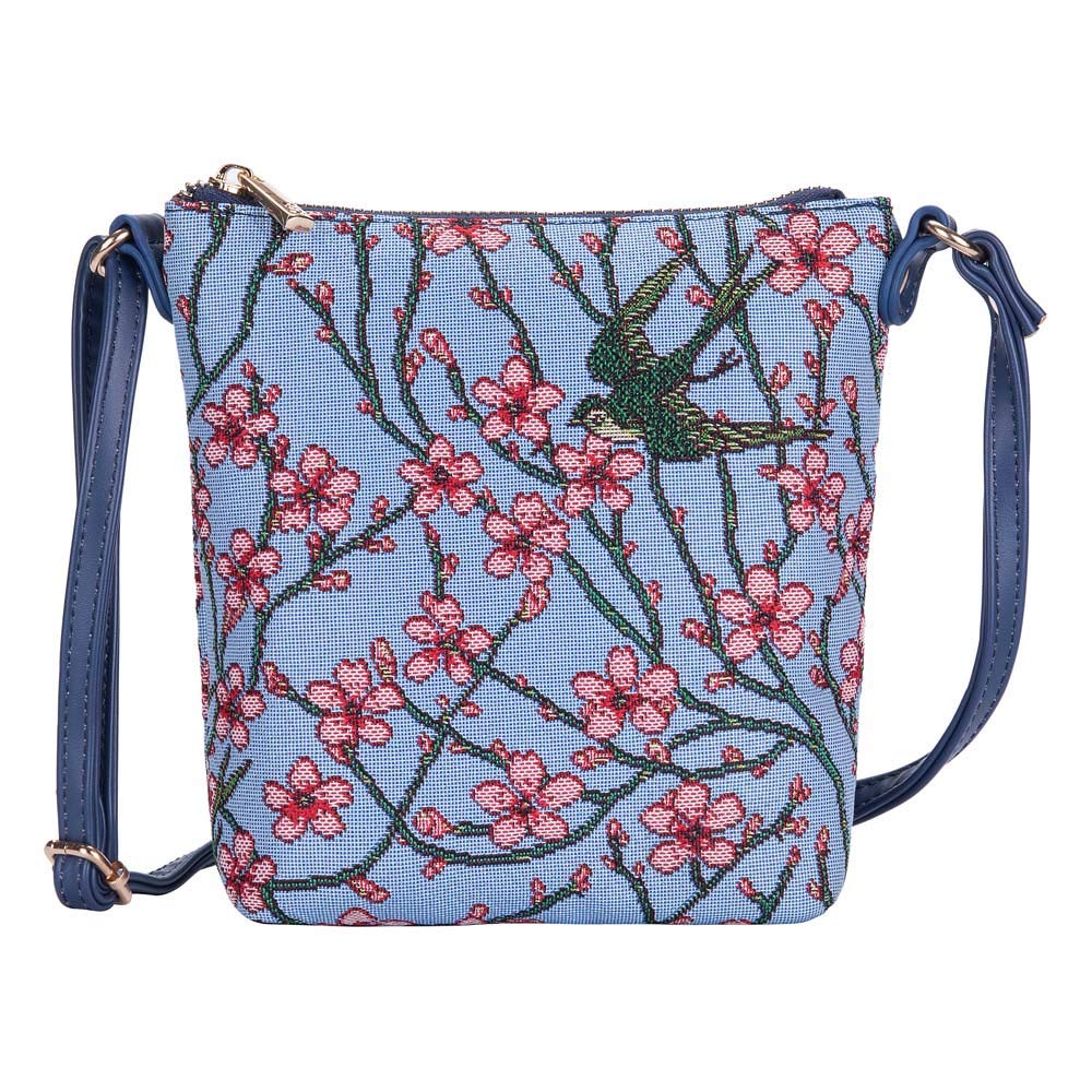 Signare Tapestry Small Crossbody Bag Sling Bag for Women with Bird Designs (Blossom and Swallow)