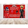5x3 FT Miraculous Ladybug Backdrop for Birthday Party Decorations. Cartoon Miraculous Ladybug Background for Theme Birthday.
