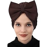 Aisha's Design Instant Turban with Bow for Women, 95% Cotton Head Wrap Hats, Hijab Cap Stylish Design