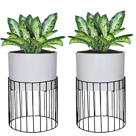 Decorscent Protracted Metal Wire Based Planter Stand with Metal - Set of 2