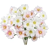 GhuaH 6 Pcs Artificial Flowers with Stems Faux Daisy Flowers Bouquet Pink Gardenia Silk Flowers for Home Decor Indoor Vase Outdoors Balcony Table Centerpiece Outside Floral Arrangements Wedding