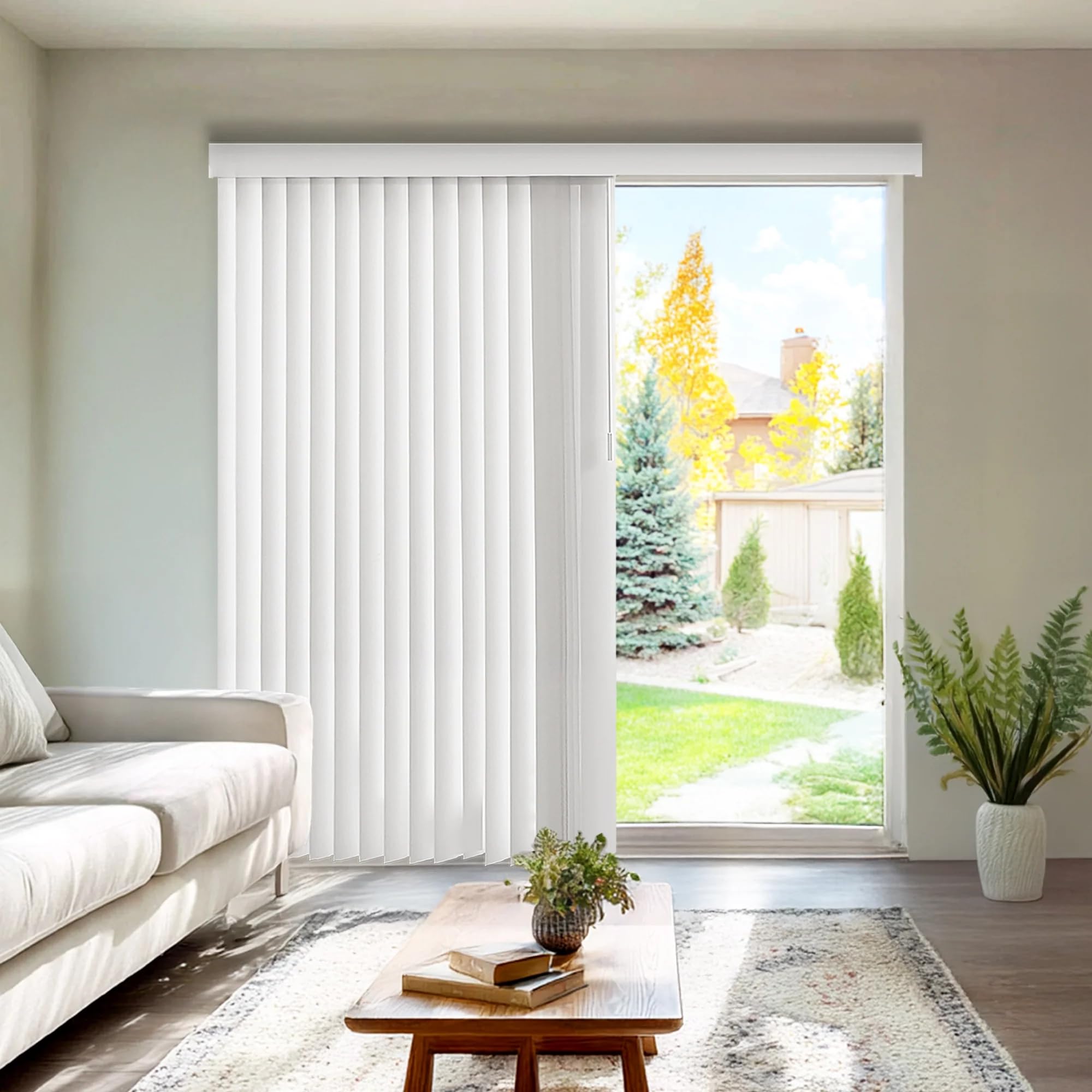 Photo 1 of *missing hardware*CHICOLOGY Vertical Blinds, Door Blinds, Blinds & Shades, Blackout Blinds, Window Shade, Vertical Blinds for Sliding Doors, Sliding Blinds Oxford White (Vinyl) 78" W X 84" H