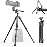 ULANZI JJ05 GlideGo Carbon Fiber Photo Tripod, Dual 360&deg; Pan Head, 72.4 inch Max Height, 11 lb Load, UKA Quick Release, Professional Portable Lightweight Travel Tripod with Bag