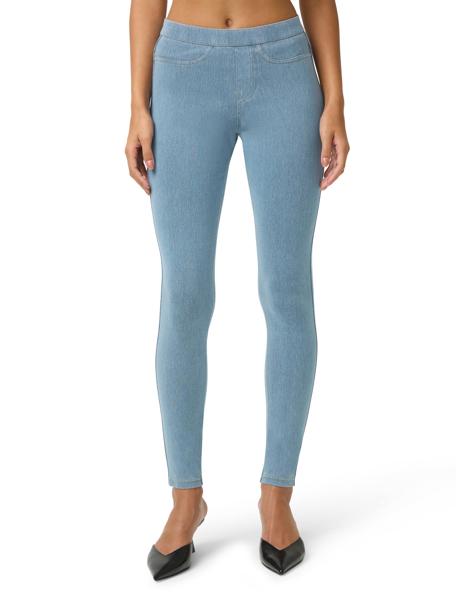 Photo 1 of No nonsense Women's Classic Denim Leggings with Real Back Pockets, Elastic Waist, High Waisted - Stretchy & Trendy Jeans - Light Denim - 3X