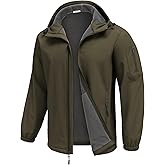 COOFANDY Men's Hooded Softshell Jacket Waterproof Fleece Lined Windbreaker Lightweight Outdoor Hiking Jacket
