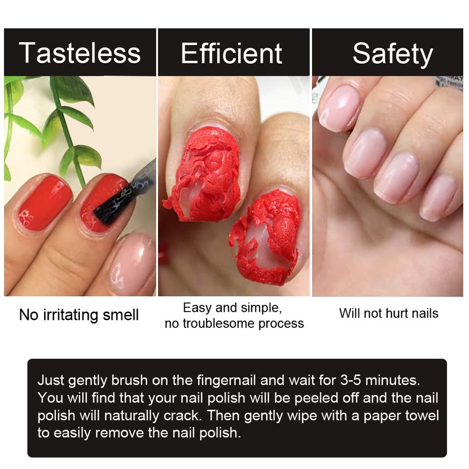 Reazeal 2pcs Magic Nail Polish Remover, Removes Soak-Off Gel Nail Polish, Easily & Quickly, Professional Non-Irritating Nail Polish Remover : Beauty