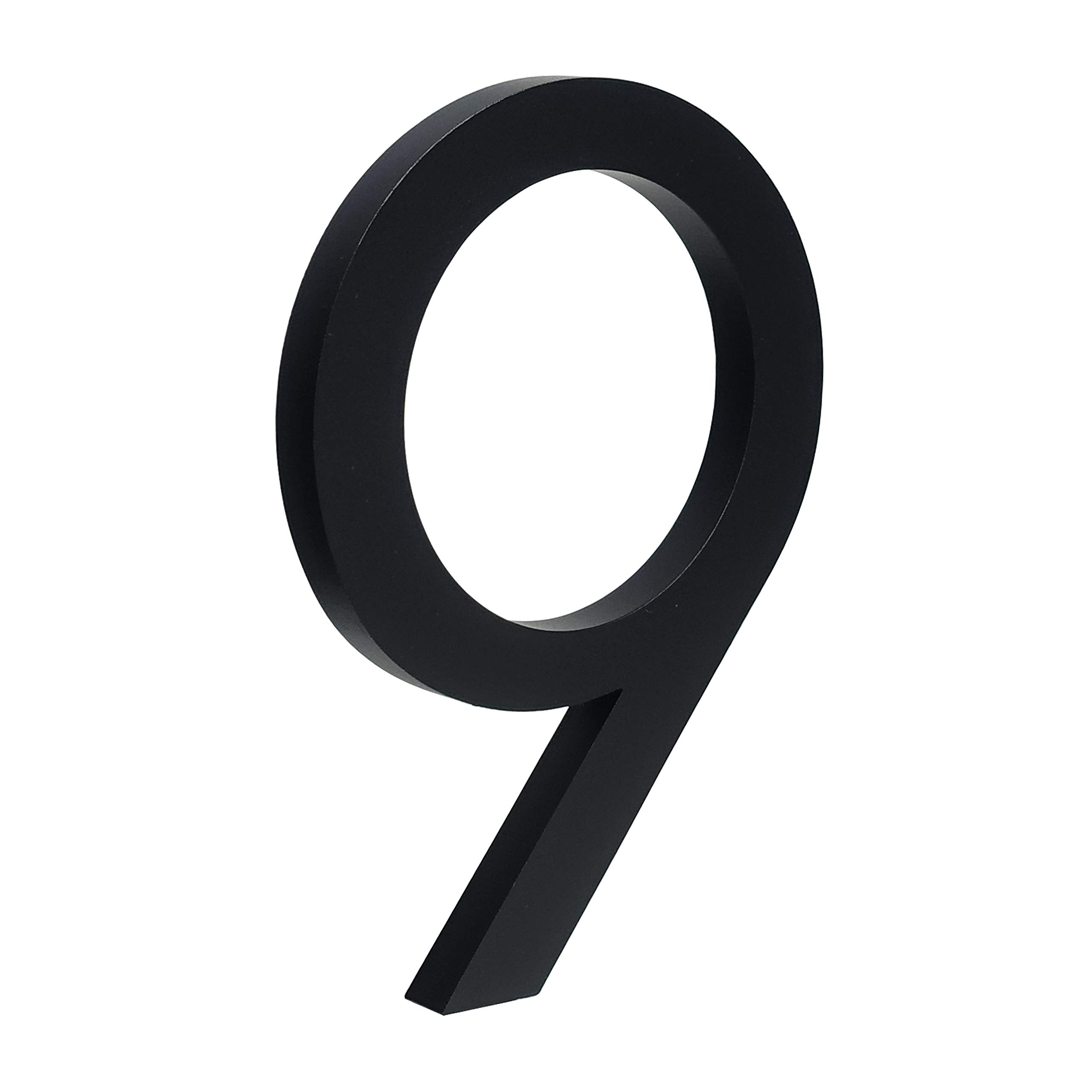 HASWARE Floating House Number 6 inch Stylish Door Numbers Alphabet Plaque Street Home Address Numerals (Black, 9)