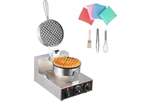Litake Commercial Waffle Cone Maker 1200W 110V Stainless Steel Electric Ice Cream Cone Maker Machine with 8.3” Non-stick Baking Tray, Temperature & Time Control for Restaurant, Coffee Shop