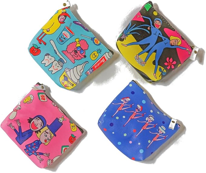 Funny Coin Purses Key Bags Cash Money Pouches 4pcs set